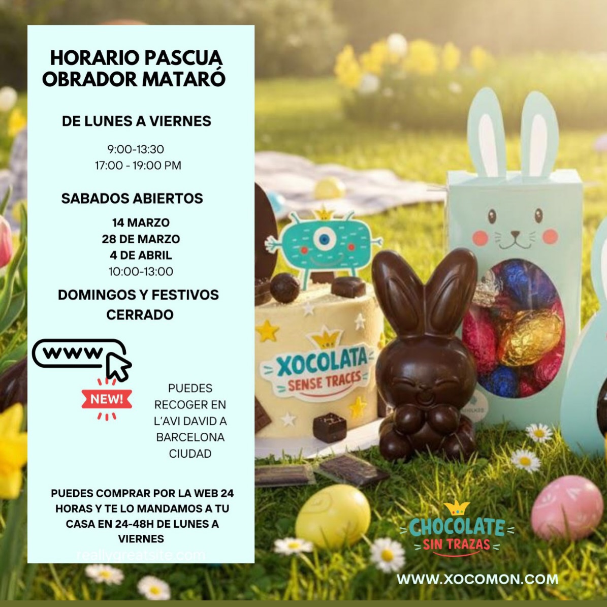 Nuestro horario esta pascua.
Os esperamos
#sintrazas #sinfrutosecos #xocomon #sin