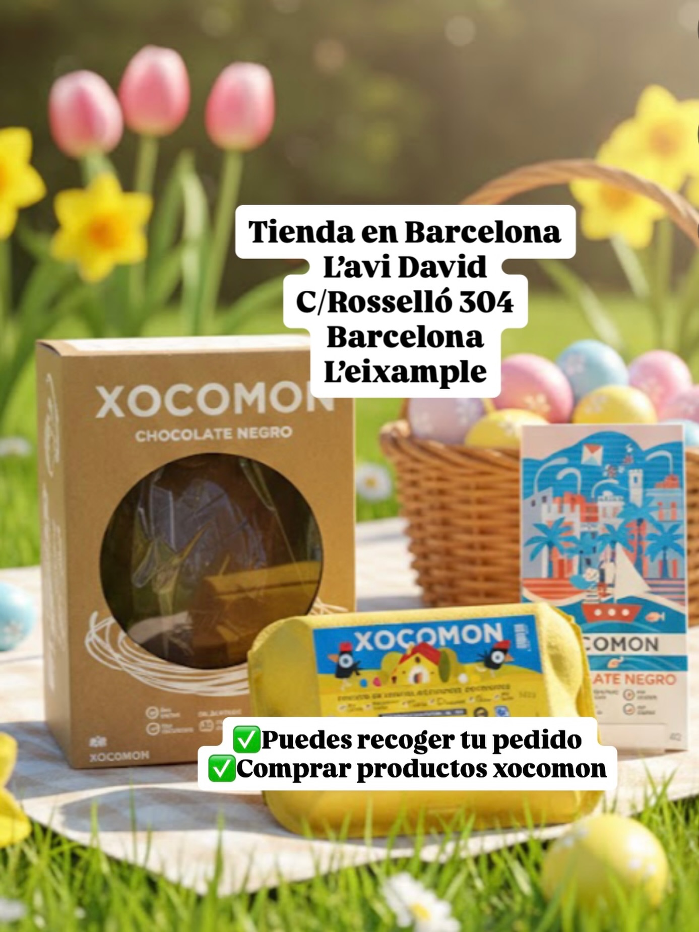 🎉🎉Tienda en Barcelona ciudad.🎉🎉
L’avi David, carniceria gourmet en el centro de Barcelona ( eixample dreta, metro Verdaguer, al lado del passeig de St Joan). 
Productos artesanales y atención unica para nuestros productos.
Anna y David os atenderán como si fueran yo, son encantadores.

Podéis escoger dos opciones de compra:

✅Compras lo que queráis en nuestra web y lo recoges en la tienda.

✅Compras en la tienda l’avi david los productos que podras encontrar de xocomon.

Tableta 85g💙💚
Corazones 💙💚
Mini huevos 💙💚
Huevo de 300g💙💚
Callets 300g💙💚

Horario
9:30-14:30
17:00-20:30
Sábados mañana

#xocomon #barcelona #pascuasin #pascua26 #artesanos